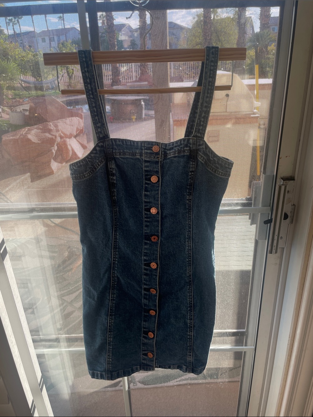 GAP Medium Blue Denim Button-Front Mini Dress